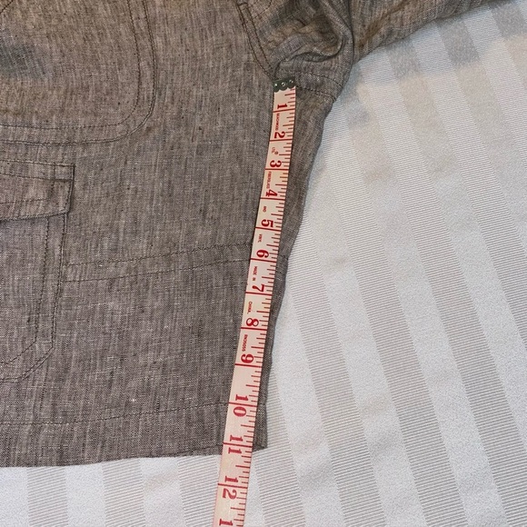 CAbi 100% Linen Bermuda Shorts Sz 4 Brown Like New - Picture 5 of 11